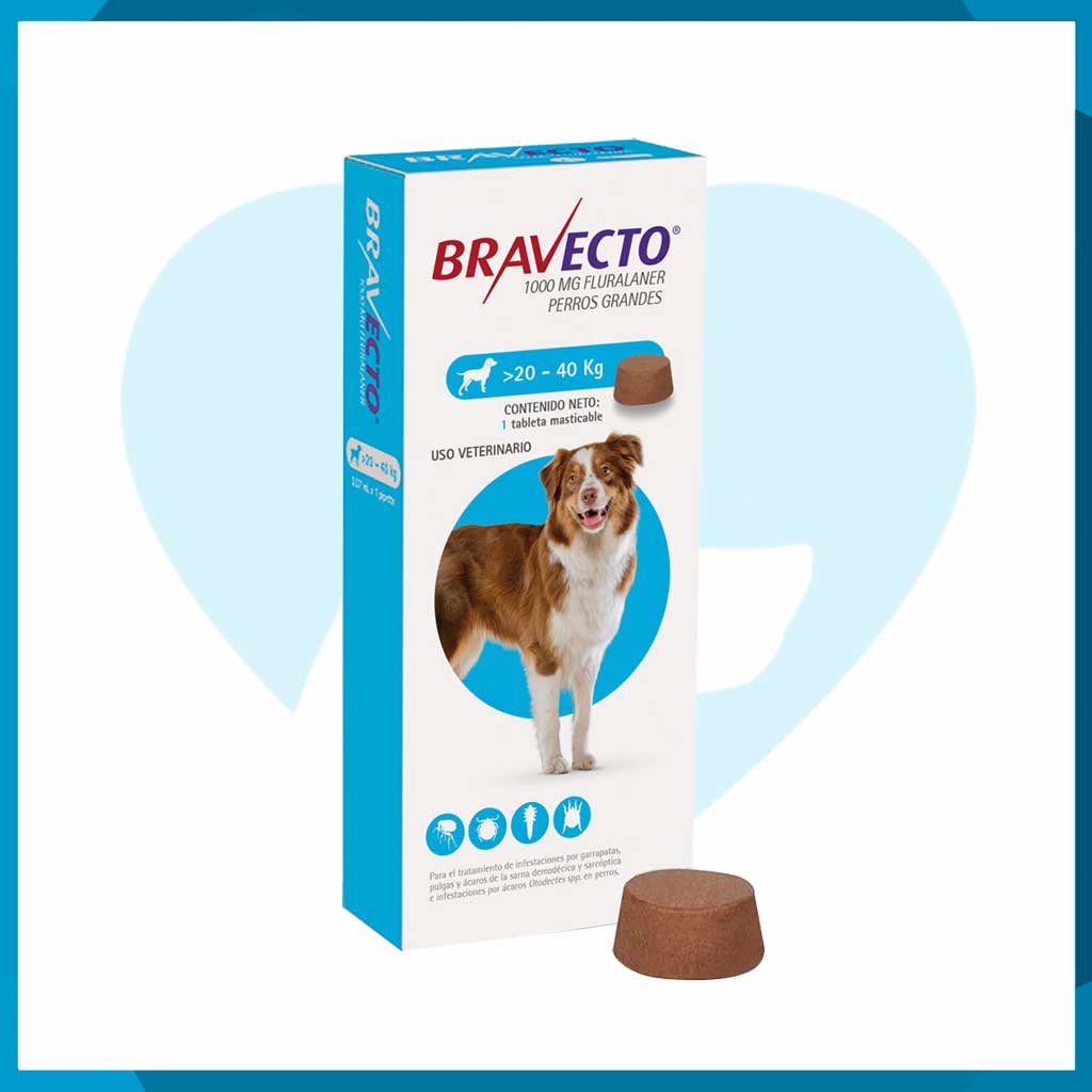 Bravecto 1000mg 20 - 40kg 1 Tableta Masticable