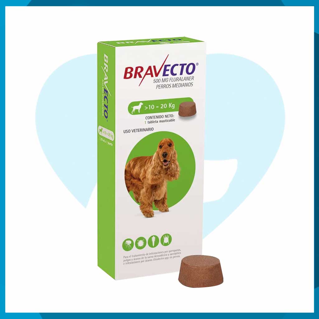 Bravecto 500mg 10 - 20kg 1 Tableta Masticable
