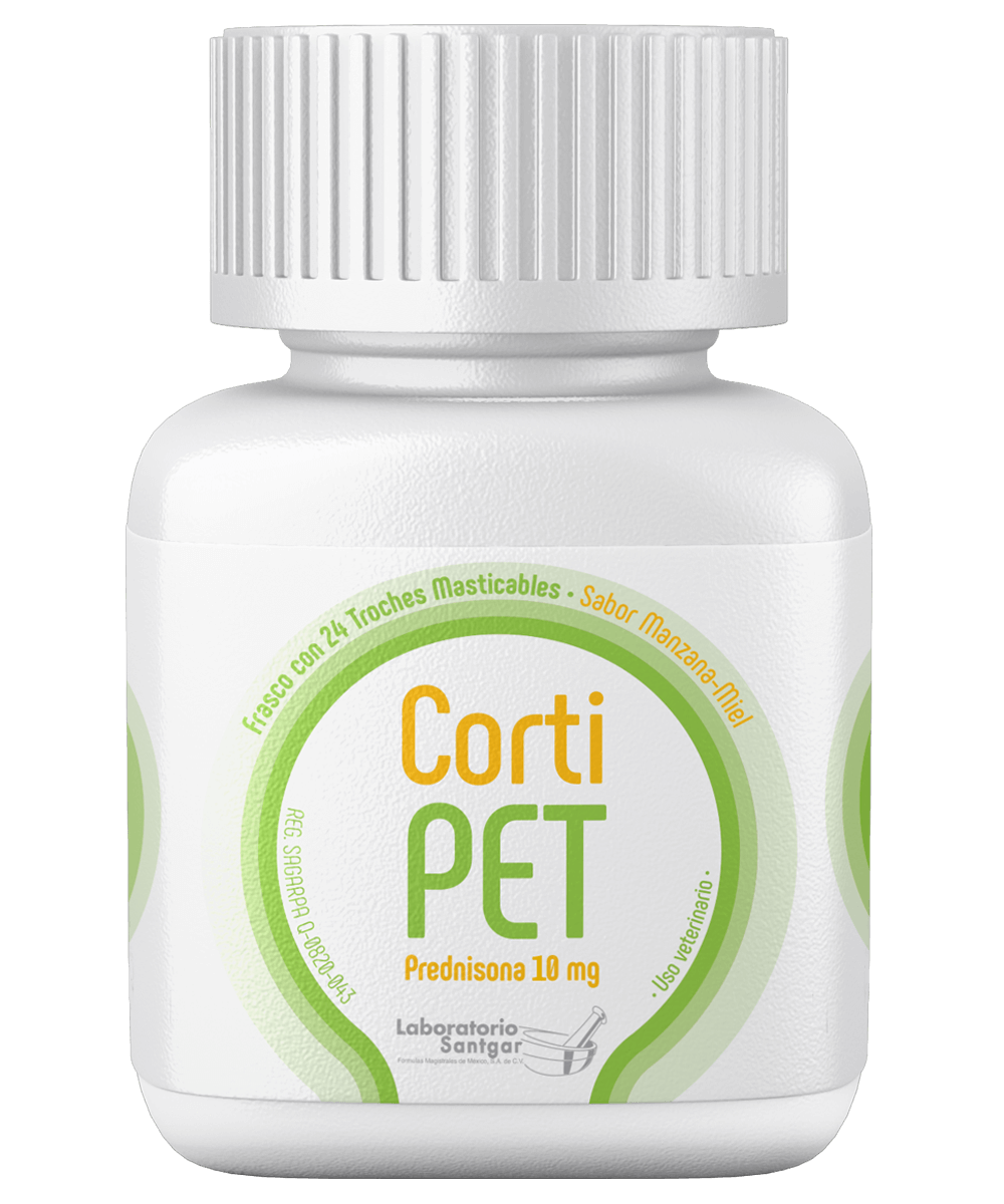 Corti Pet 10mg Sabor Miel-Manzana Frasco 24 Tabletas Masticables