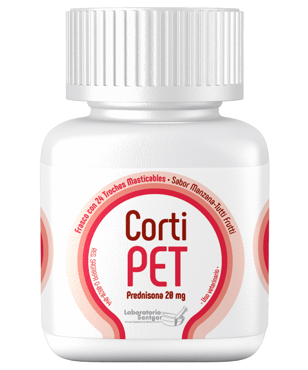 Corti Pet 20mg Sabor Manzana Tutti-Frutti Frasco 24 Tabletas