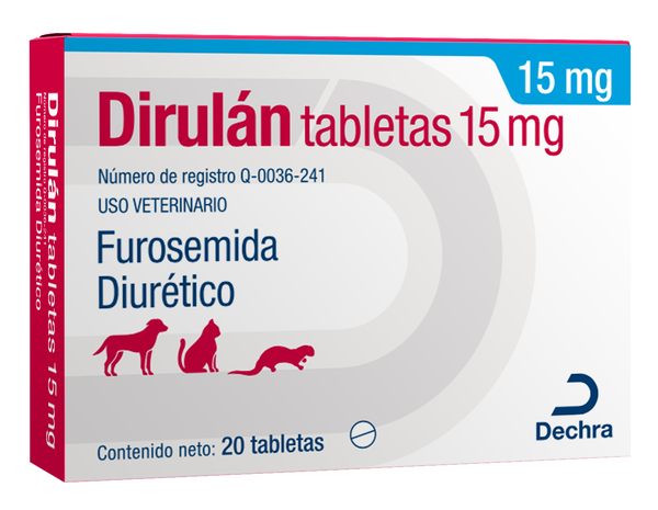 Dirulan 15mg Caja 20 Tabletas (requiere receta medica veterinaria vigente)
