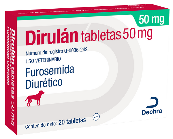 Dirulan 50mg Caja 20 Tabletas (requiere receta medica veterinaria vigente)