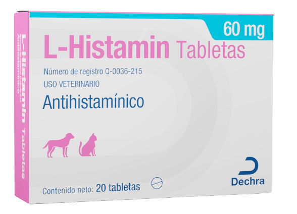 L-Histamin Caja 60 mg 20 Tabletas (requiere de receta medica veterinaria vigente)