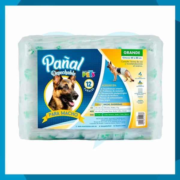 Pañal Fancy Pets Para Perro Macho GDE 12pzas