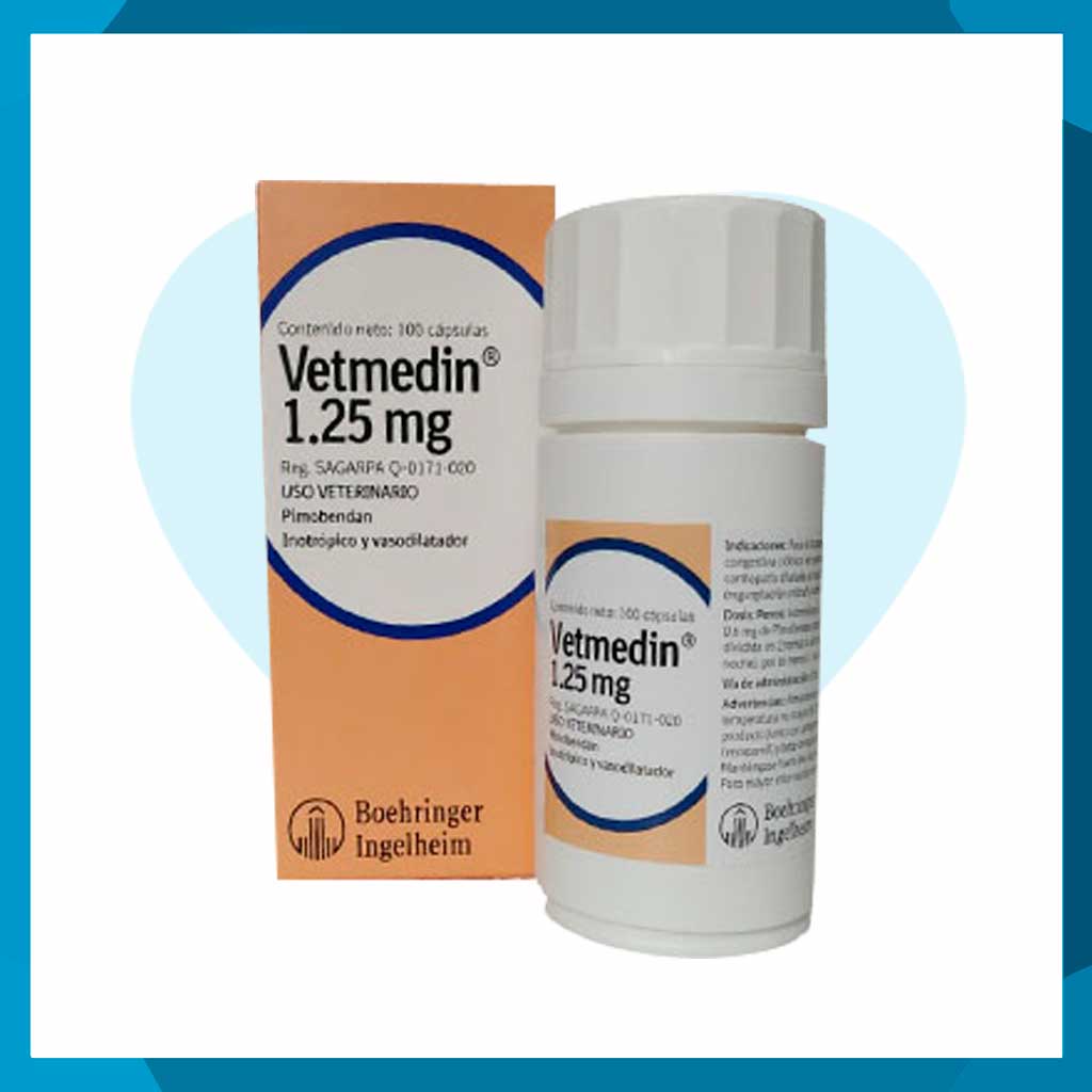 Vetmedin 1.25mg Frasco 100 Cápsulas (requiere receta medica veterinaria vigente)